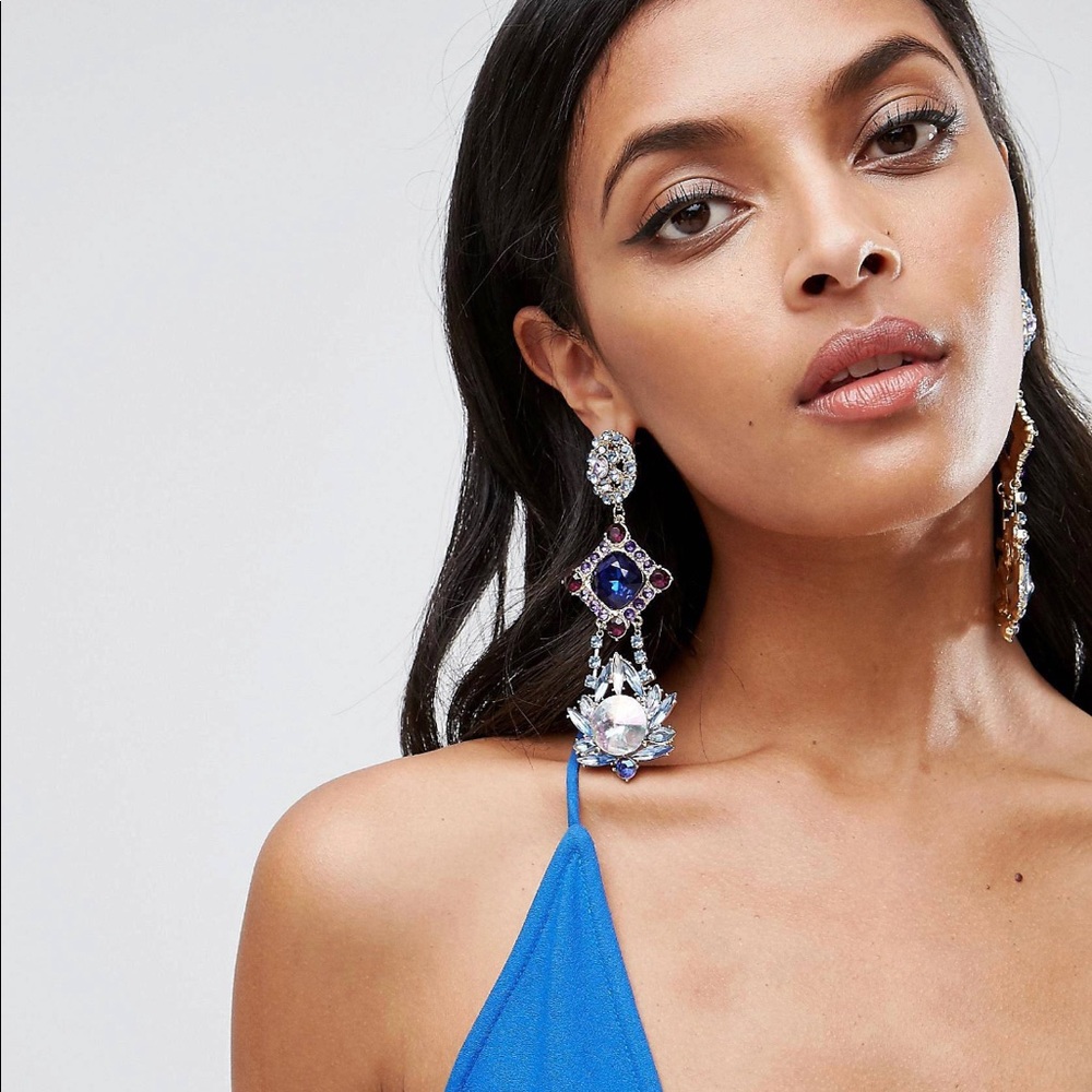 ASOS Statement Mermaid Stone Earrings - Picture 3 of 5